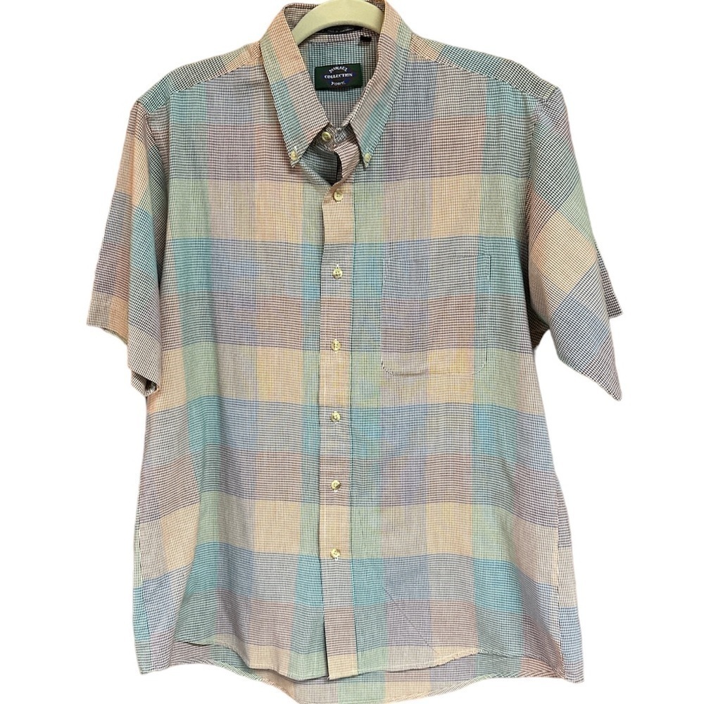 Mikael York Collection Nor’easter Plaid Single Needle Tailored ButtonUp Shirt L